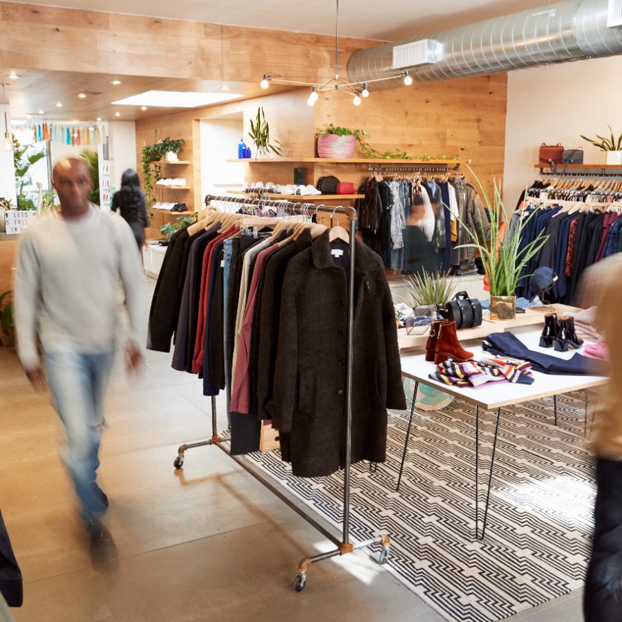 Shoppers browsing a retail store