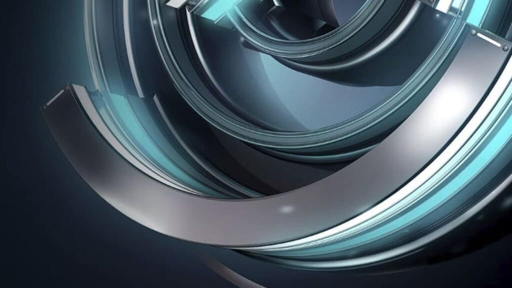 Futuristic 3D abstract interface symbolizing Adobe Experience Manager 6.5 features, innovation and digital experience.